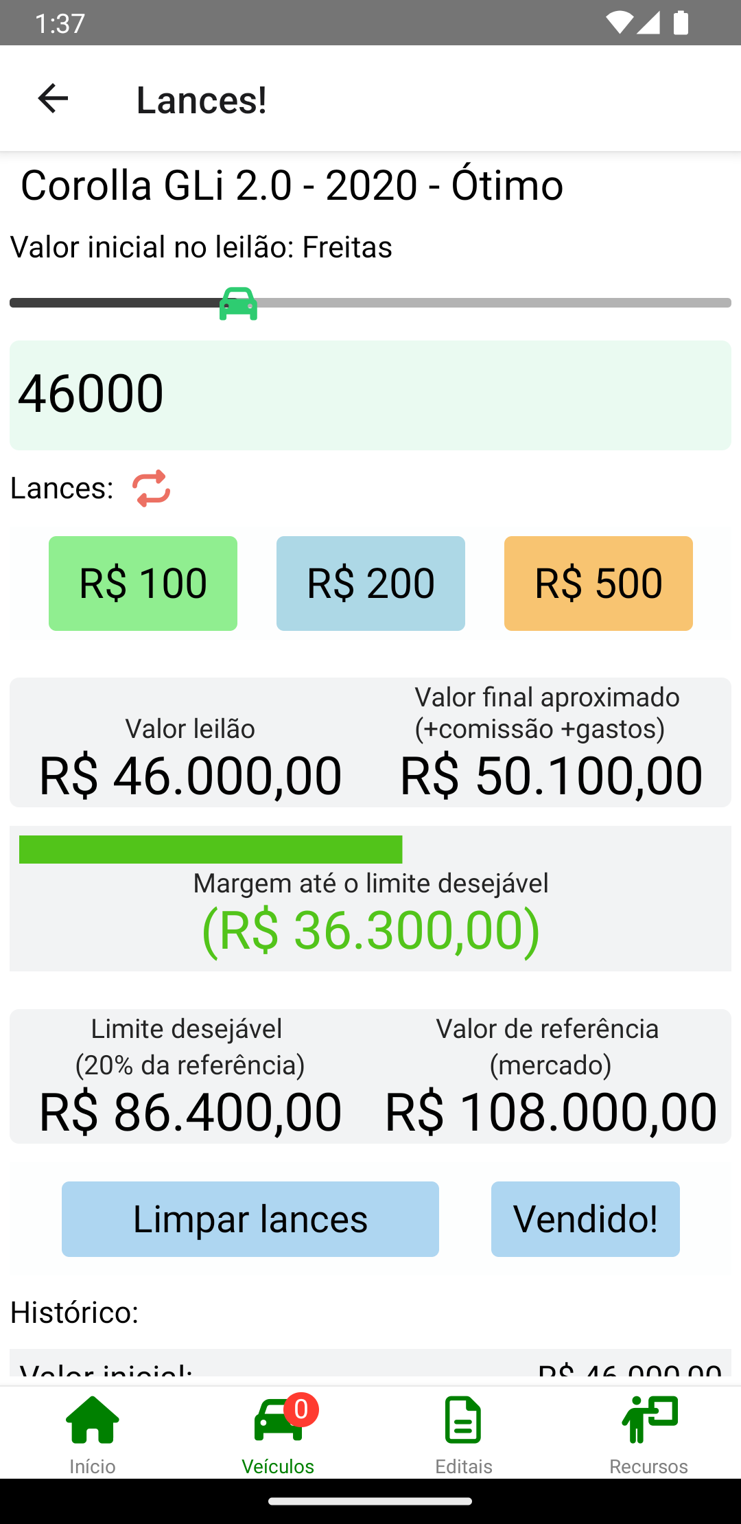 Lances leilão seguro app